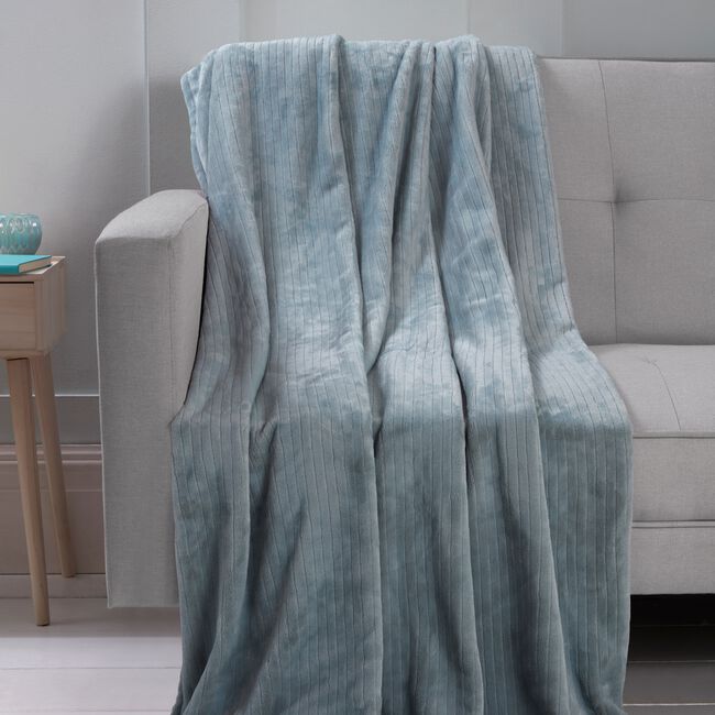Nicole Day Etched Stripe Throw 150x200cm -Duck Egg