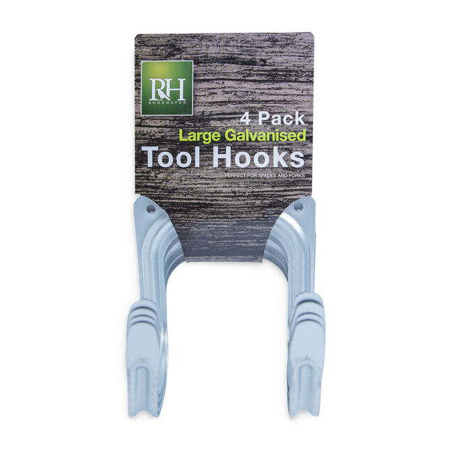 4 Large Galvanised Tool Hooks