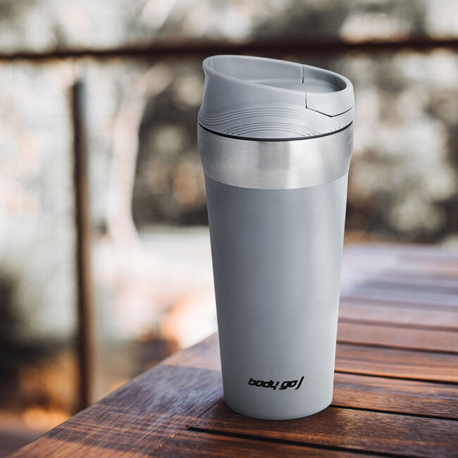 Body Go Grey Travel Mug with Suction Bottom 380ml