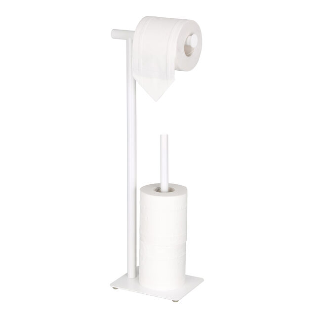 Freestanding Toilet Roll & Spare Holder White