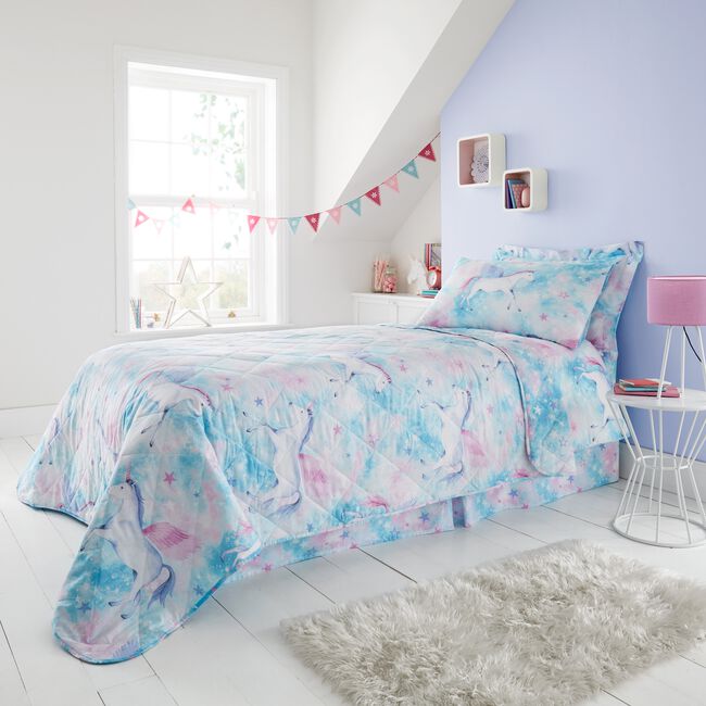 Mystical Unicorn Bedspread 200cm x 220cm - Pink