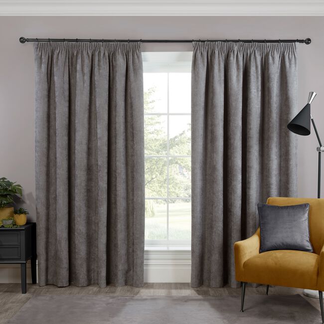 PENCIL PLEAT B/OUT & THERMAL H/BONE DEEP CHARCOAL 66x90 Curtain