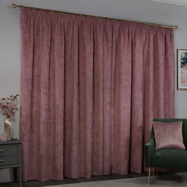 PENCIL PLEAT BLACKOUT & THERMAL HERRINGBONE BLUSH 66x54 Curtain