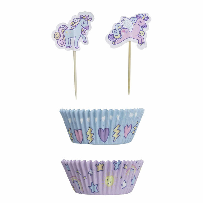 Unicorn Cupcake Cases and Toppers Set of 48