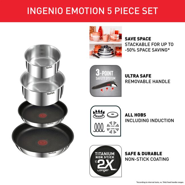 Tefal Ingenio Emotion Cookware Set - 5PC