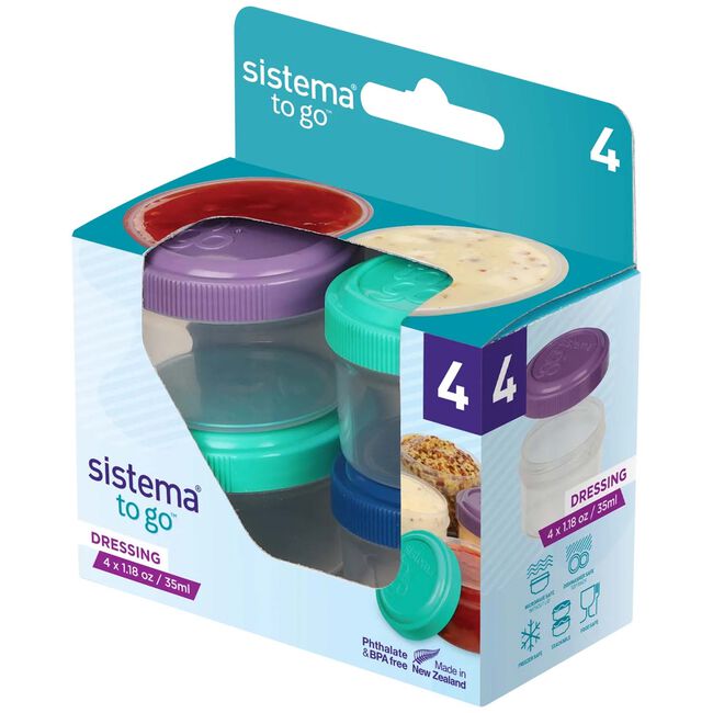 Sistema Salad to Go Dressing Pots 4Pk