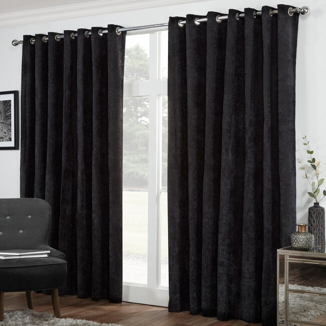BLACKOUT & THERMAL HERRINGBONE BLACK 132x90 Curtain
