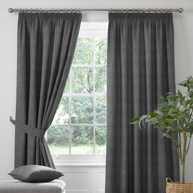 DREAMS & DRAPES PENCIL PLEAT PEMBREY Charcoal 90x90 Curtain