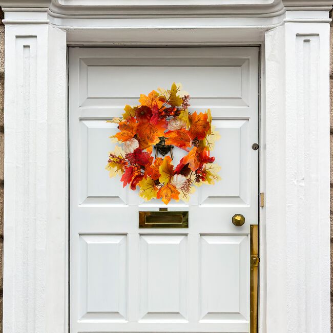 Autumn Leaf & Pumkin Wreath