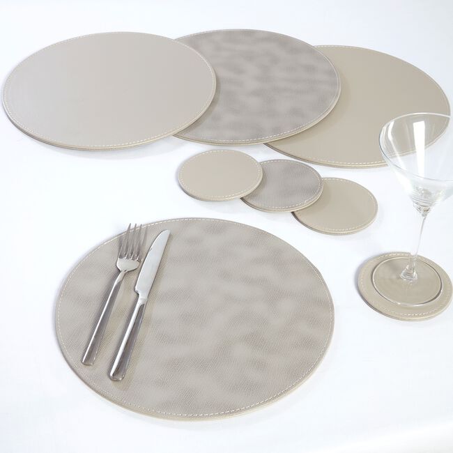 Reversible Round Bark Placemats - Grey