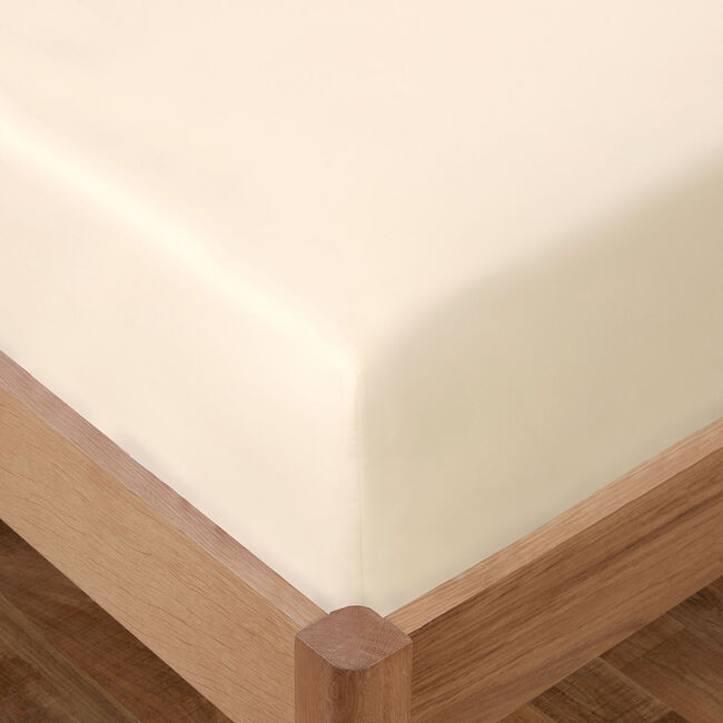 DOUBLE FITTED SHEET 300Tc Bamboo/Ctn Cream