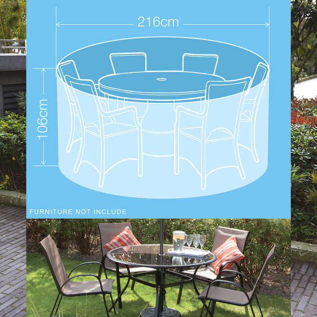 Deluxe 6 Seater Round Furniture Set Cover 380GSM