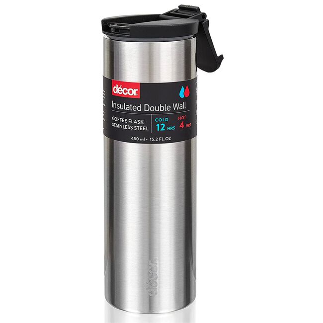 Decor Silver Vacuum Insulated Coffee Travel Mug