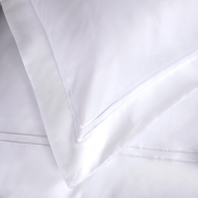 1000TC Double Stitch White Oxford Pillowcase Pair
