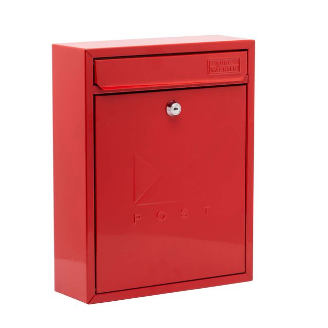 Steel Letterbox Compact Pillarbox Red