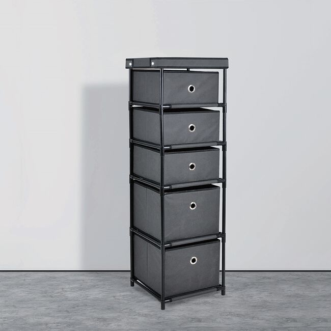 Stackaway 5 Drawer Wide Charcoal Storage Unit