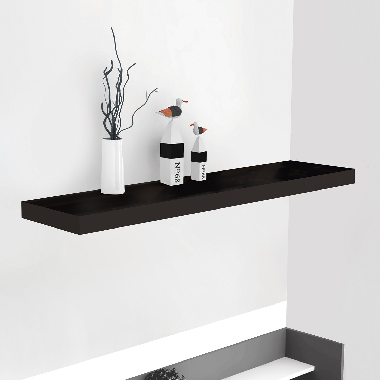 Black tv deals wall shelf