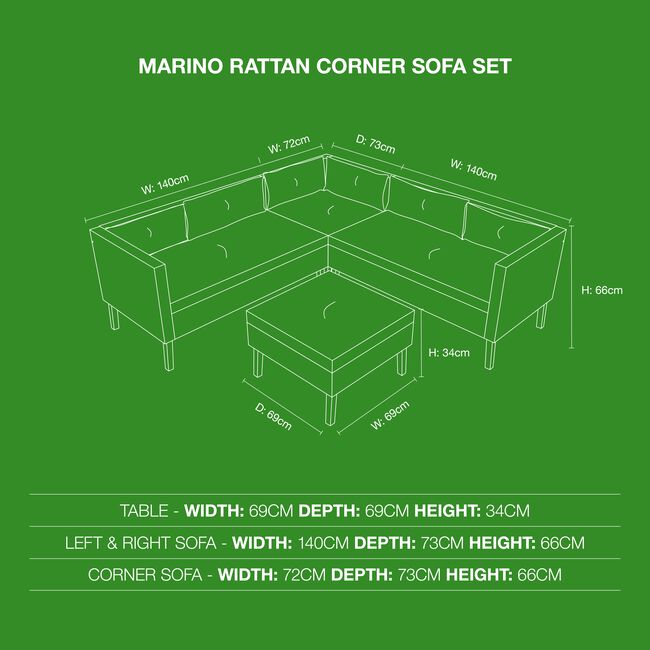 Marino Rattan Corner Sofa Garden Furniture Set