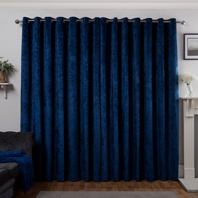 BLACKOUT&THERMAL CRUSHED VELVET NAVY 66x90 Curtain
