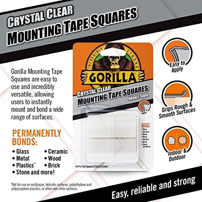 Gorilla 2.5cm Clear Mounting (Squares) Tape