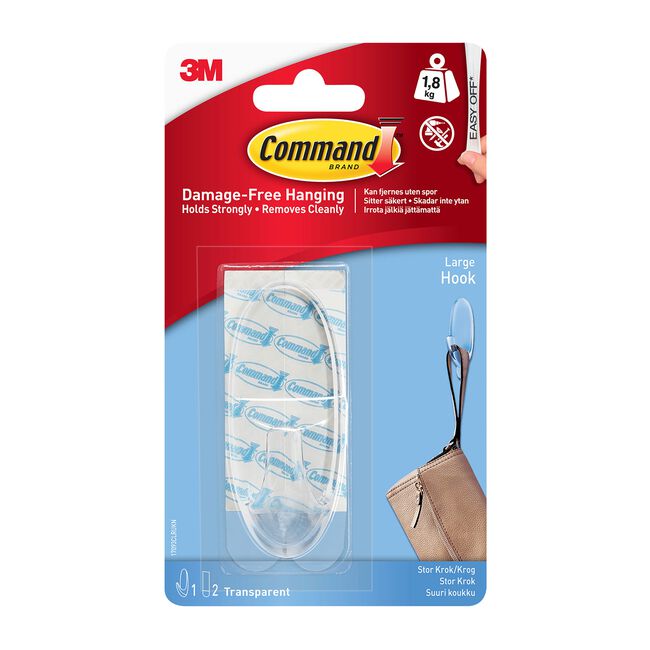 Command Large Clear Hook With Clear Strap