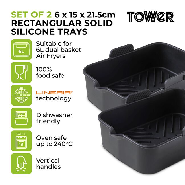 Tower Rectangular Air Fryer Tray - 2 Pack