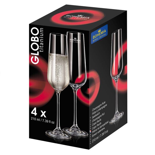 Bohemia Globo 210ml Flute Glasses 4 Pack