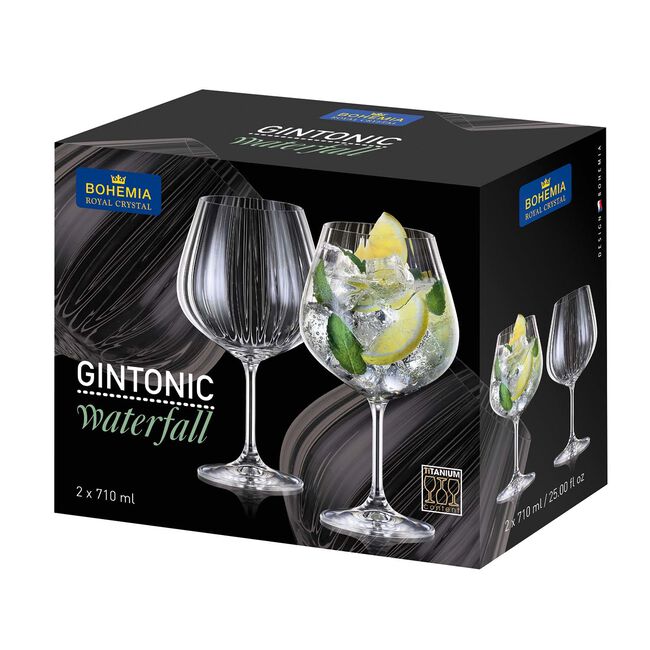 Bohemia Waterfall 710ml Gin Tonic Glasses - 2 Pack