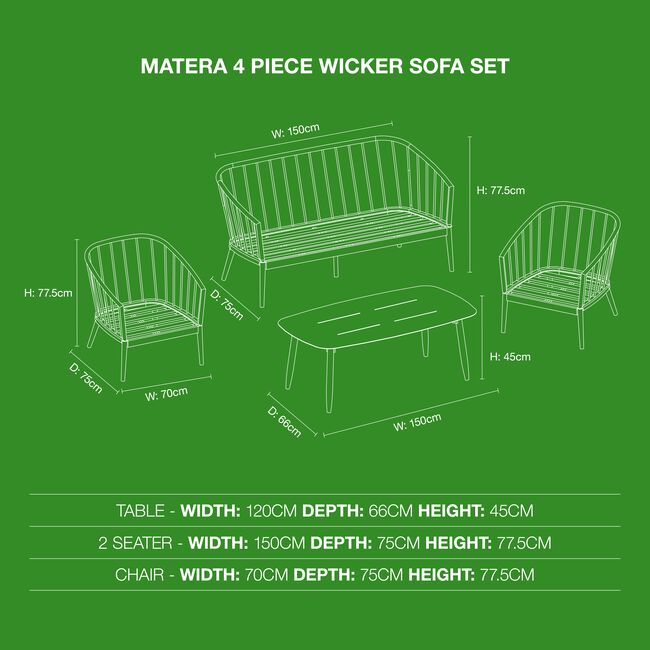 Matera 4 Piece Wicker Sofa Set