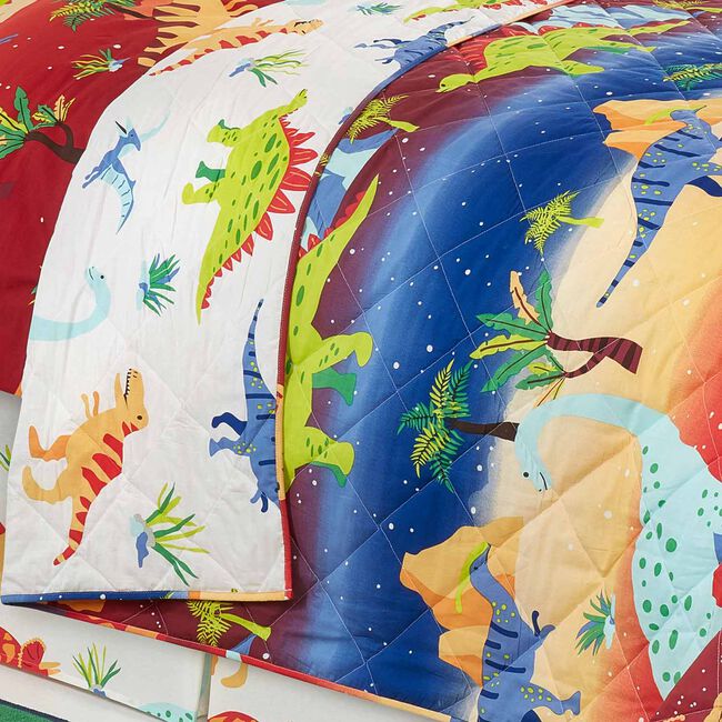 Dino Land Bedspread 200cm x 220cm - Red