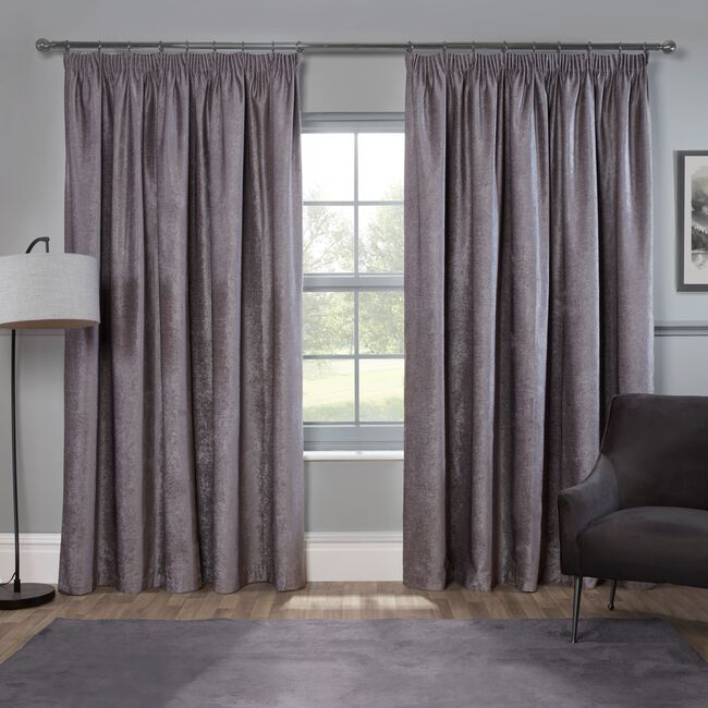 PENCIL PLEAT BLACKOUT & THERMAL TEXTURED SLATE 66x54 Curtain