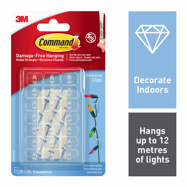Command 20Pk Strips Clear Decorating Clips