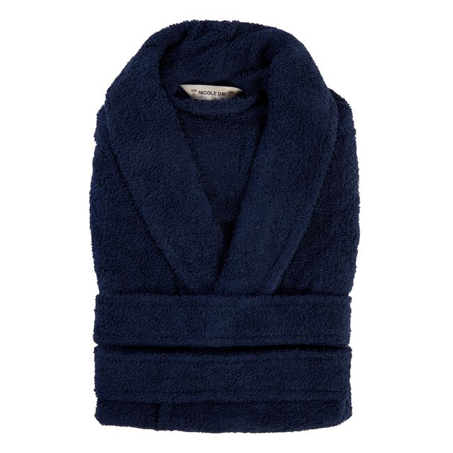 NICOLE DAY MENS NAVY COTTON LARGE Bathrobe