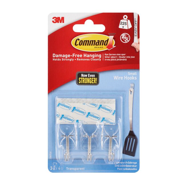 Command Small Clear White Hooks With Clear Strips 