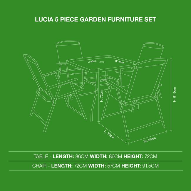 Lucia 5 Piece Garden Furniture Set