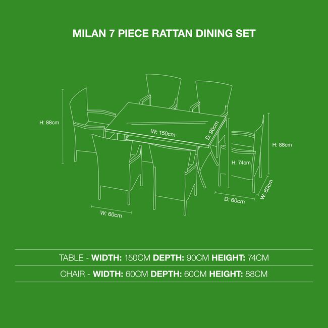 Milan 7 Piece Rattan Garden Furniture Set