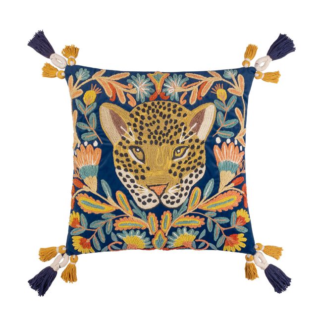 Wydler Regal Leopard Cushion 50cm x 50cm - Blue