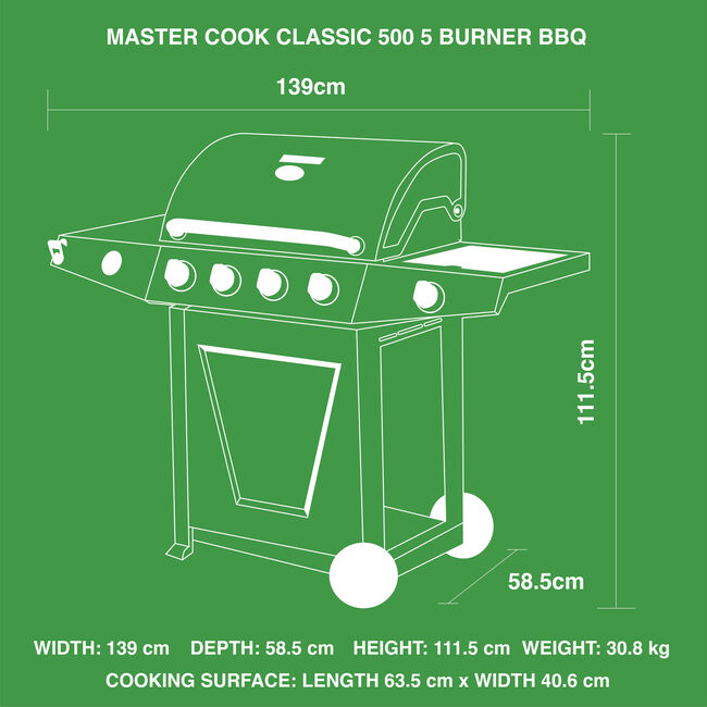 Master Cook Classic 500 5 Burner Gas BBQ