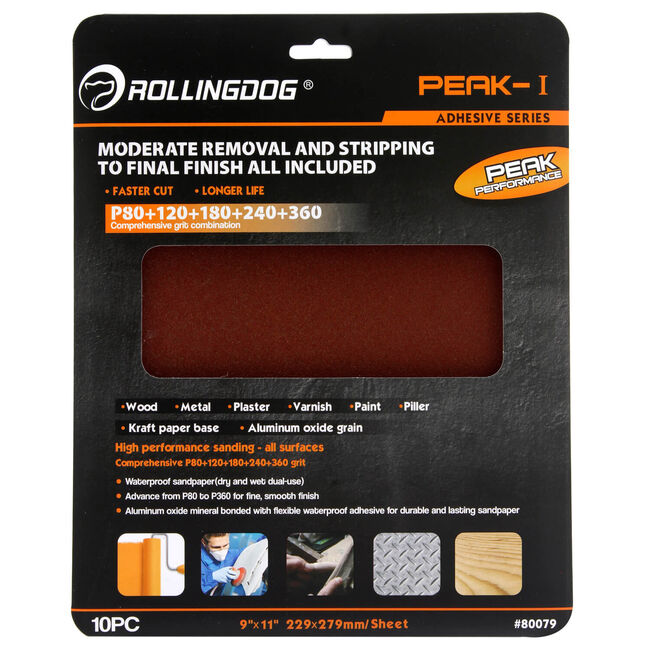 Rolling Dog Mixed Grit Sandpaper 10 Pack