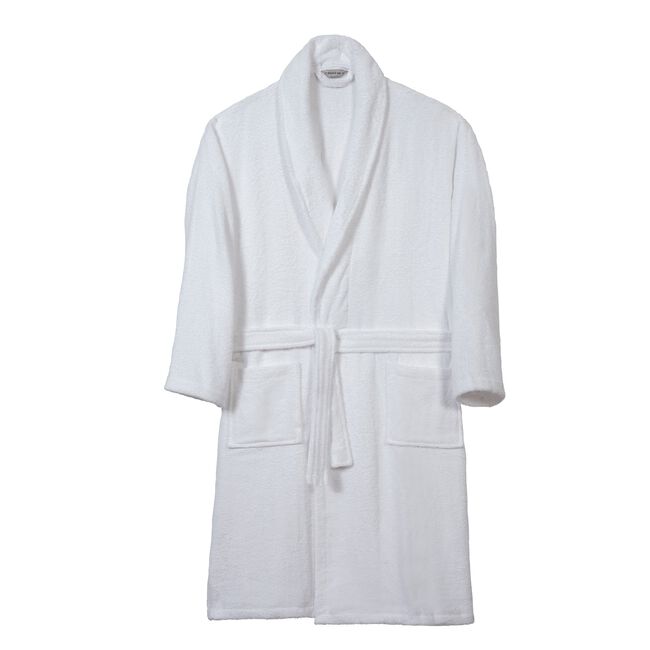 NICOLE DAY MENS WHITE COTTON LARGE Bathrobe