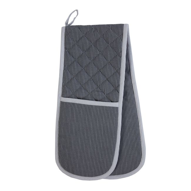 Pinstripe Double Oven Glove - Charcoal