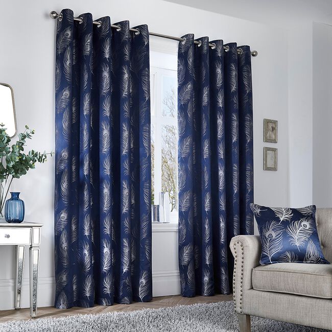 CURTINA FEATHER NAVY 66x54 Curtain