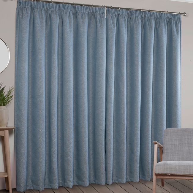 PENCIL PLEAT BLACKOUT & THERMAL BOUCLE NAVY 66x54 Curtain