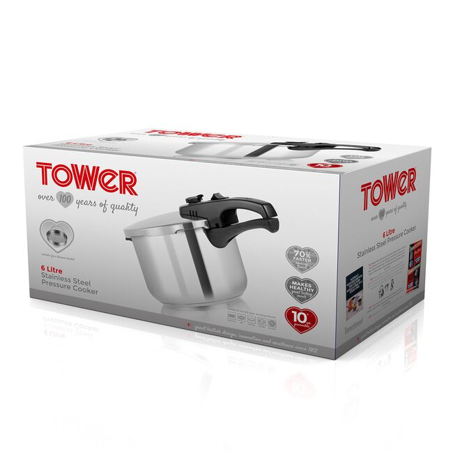 Tower 6L 22cm Stainless Steel Pressure Cooker
