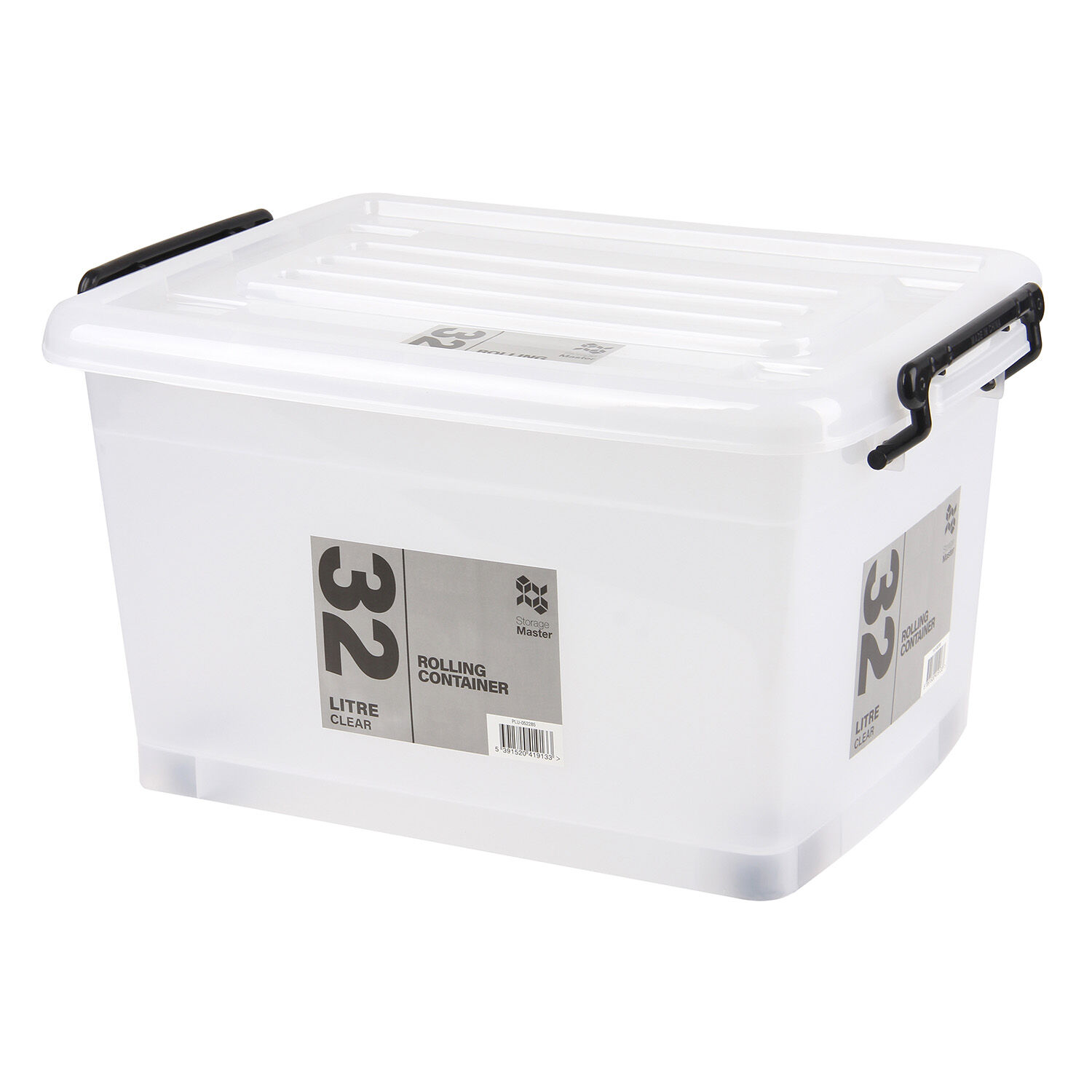 32L Rolling Storage Box Clear