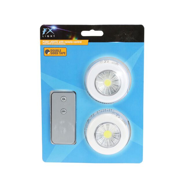 FX Light White Push Light with Remote Control 2PK