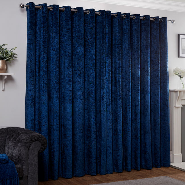 BLACKOUT&THERMAL CRUSHED VELVET NAVY 90x90 Curtain