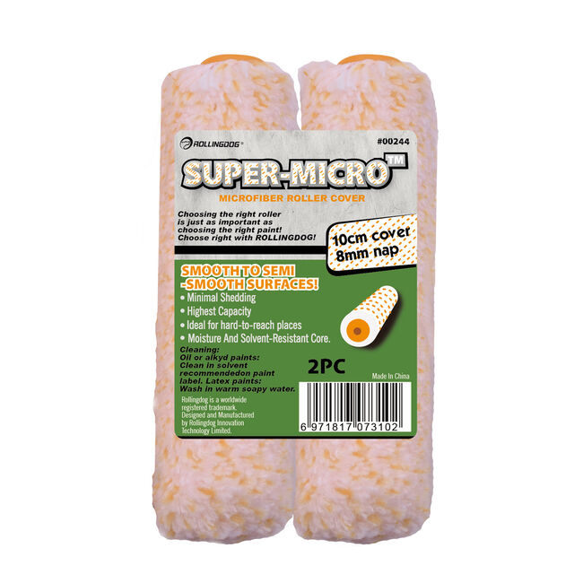 Super-Micro 10cm Microfibre Roller Cover 2Pk