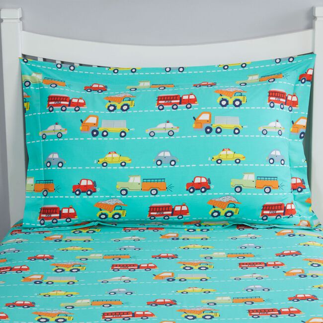 Traffic Map Oxford Pillowcase Pair - Aqua