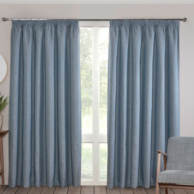 PENCIL PLEAT BLACKOUT & THERMAL BOUCLE NAVY 66x54 Curtain